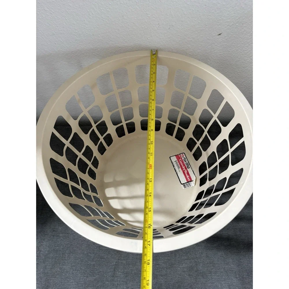 Vtg Serilite 1 Bushel Round Almond Laundry Basket Clothes Made‎ In USA #1266